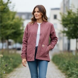 Carhartt Mauve Quilted Snap-Front Utility Jacket